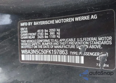 2015 BMW 428I xDrive из США, поврежденный, VIN WBA3N5C50FK197863